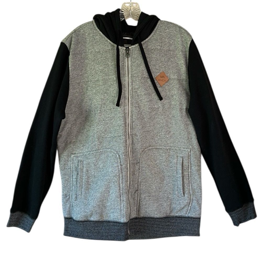 RVCA Men’s Black and Gray Hooded Full Zip Jacket